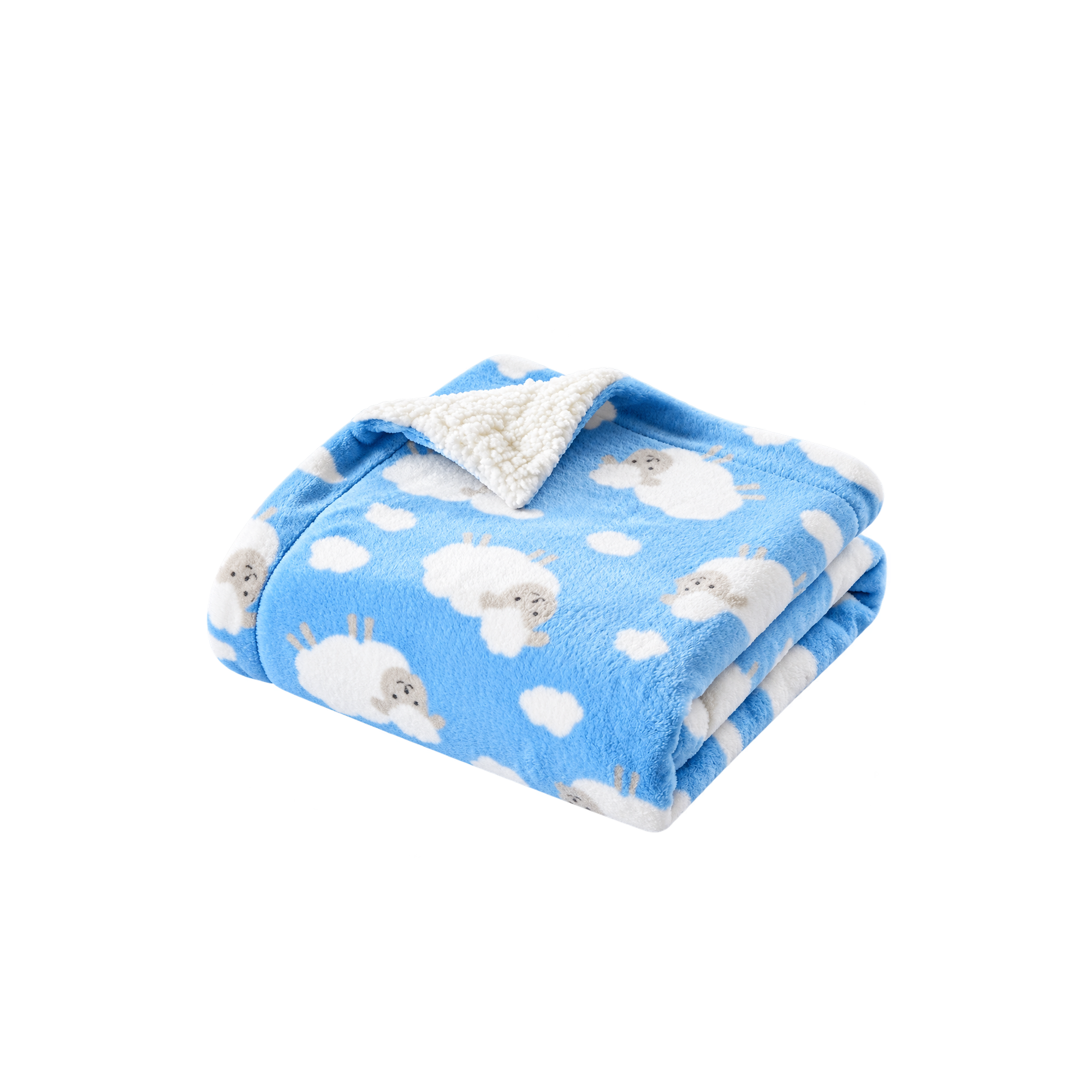 Blue Cloud Baby Blanket — Plush cloud-pattern blanket, soft against delicate skin.