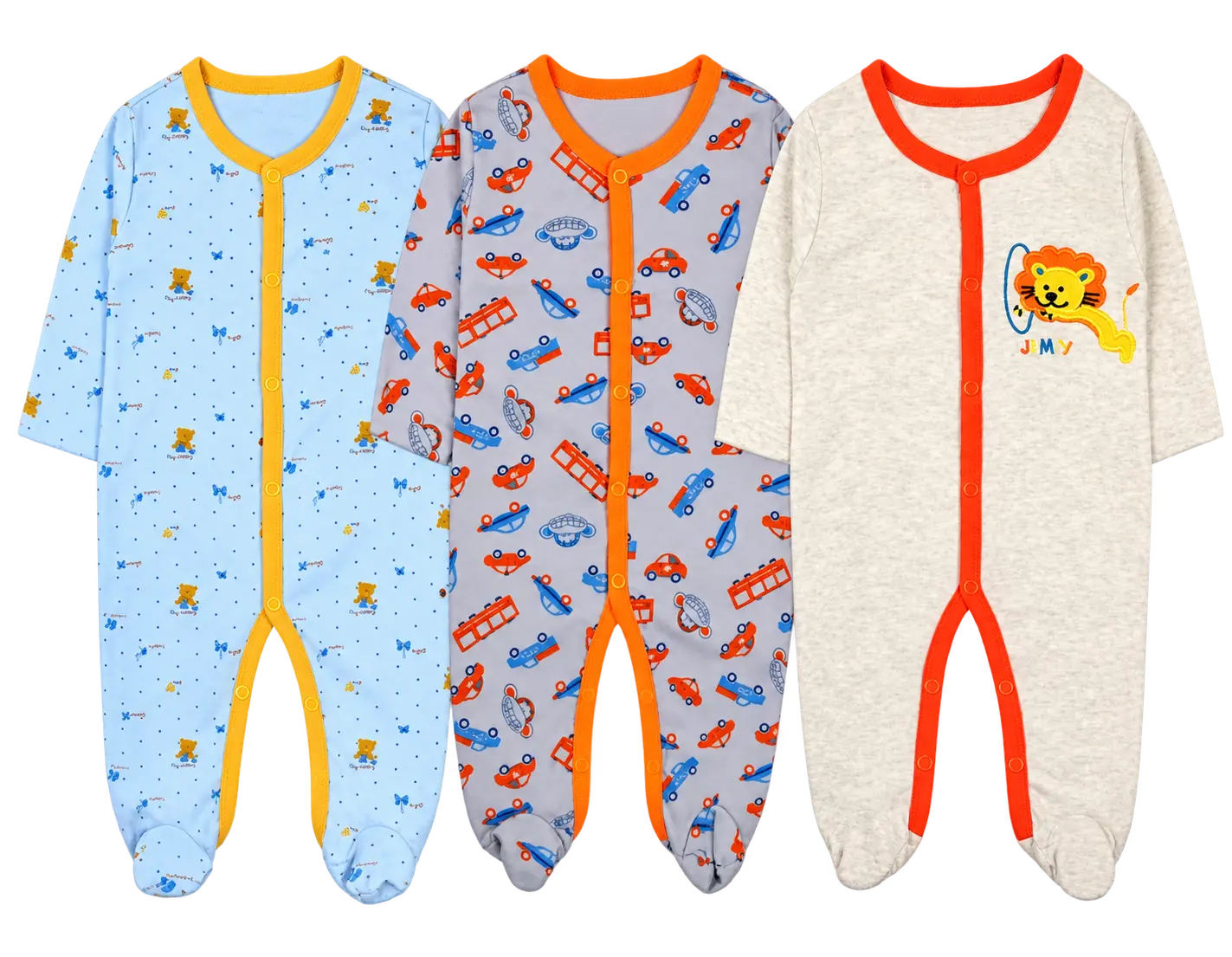 Printed Baby Rompers — Playful printed rompers in soft cotton for all-day comfort.