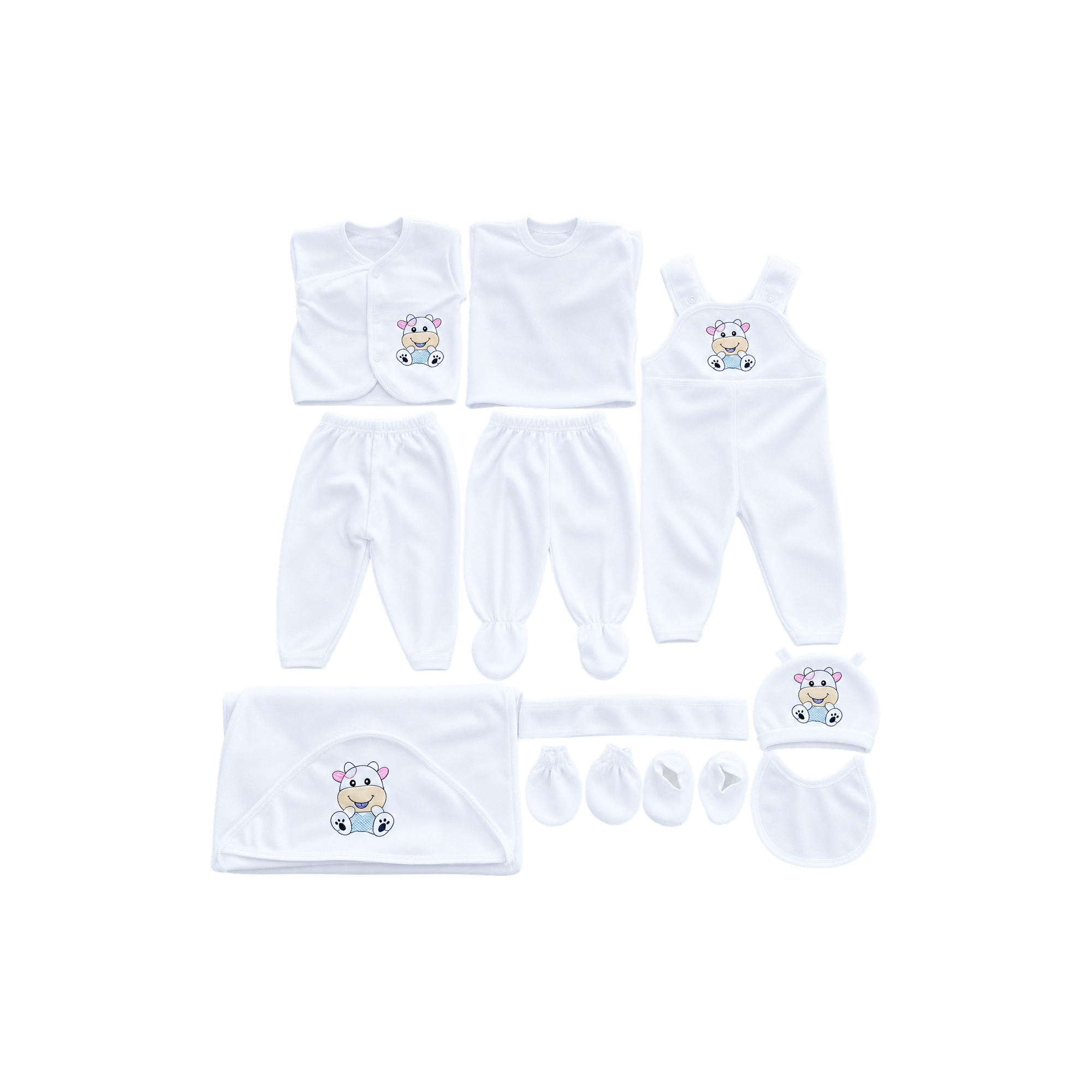 White Newborn Clothing Set — Pure white newborn starter set with the first-week essentials.