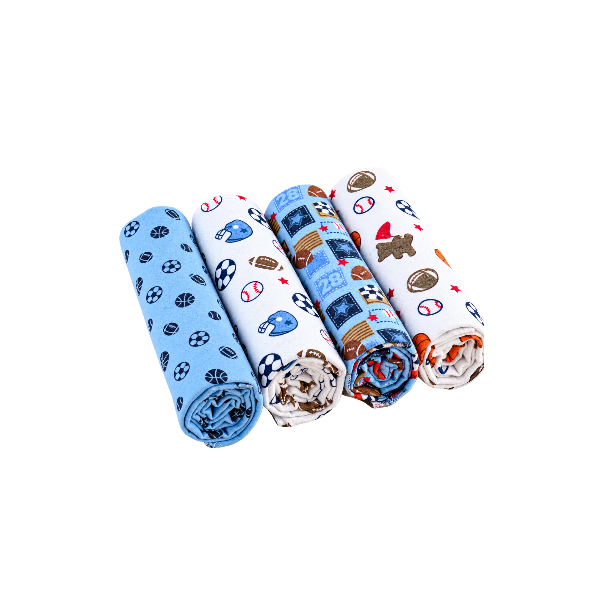 Sports Muslin Swaddles — Fun sports-print muslin swaddles in breathable cotton.
