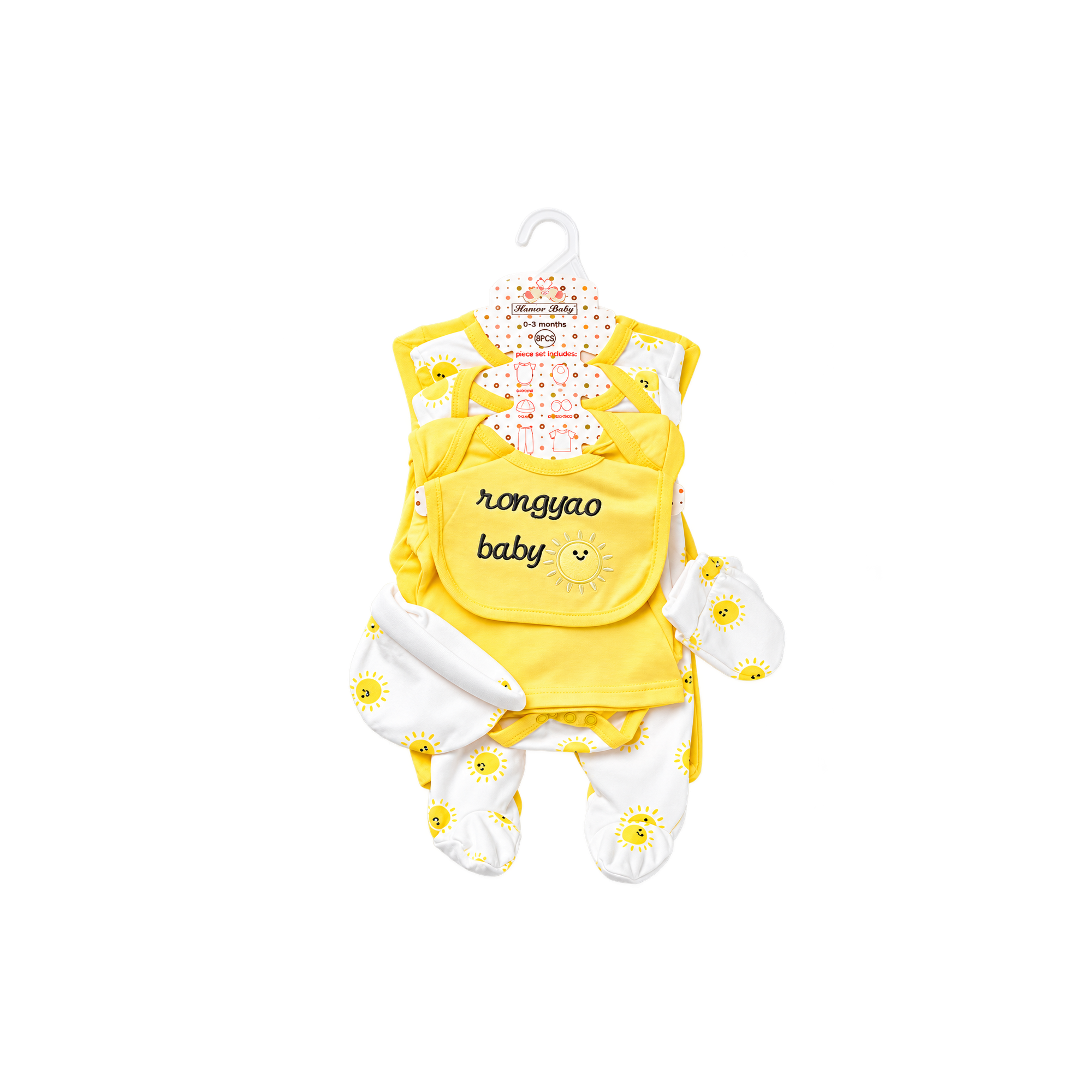 Yellow Newborn Outfit Set — Sunny yellow outfit set with matching accessories for newborn days.