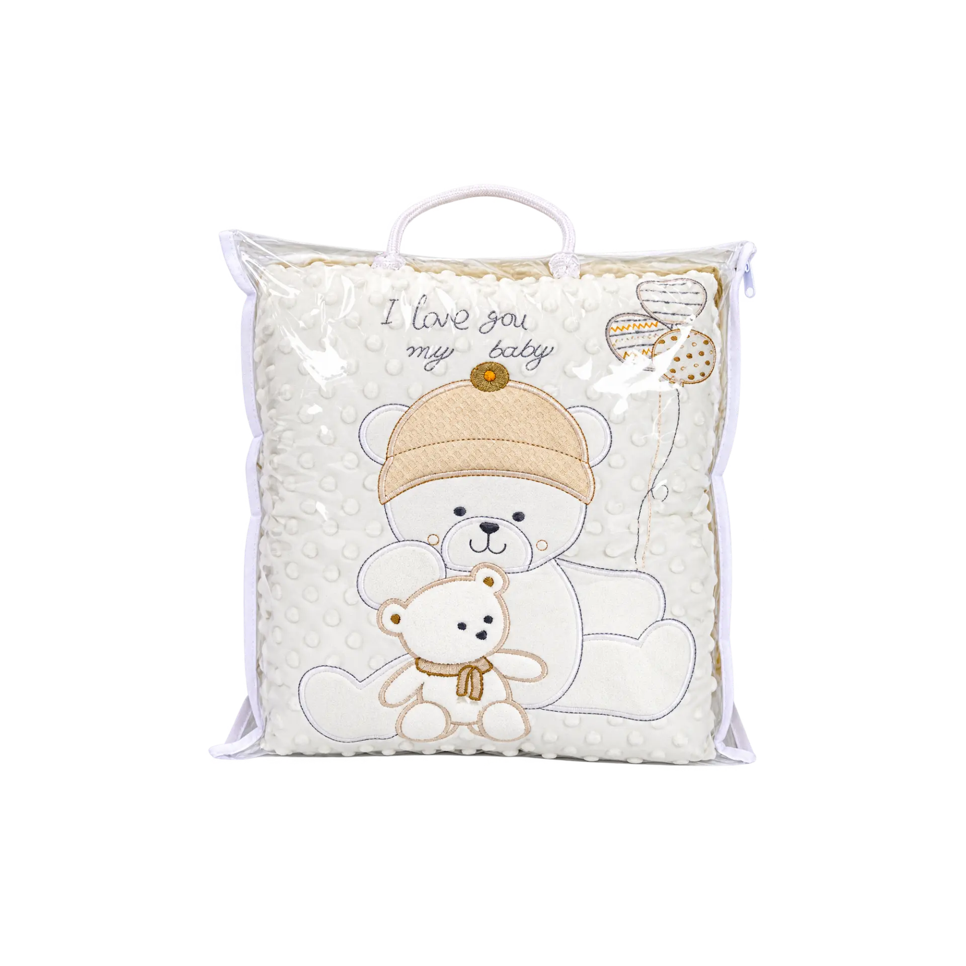 Baby Bedding Set — Snug cot bedding set with sweet teddy embroidery for a calm nursery.