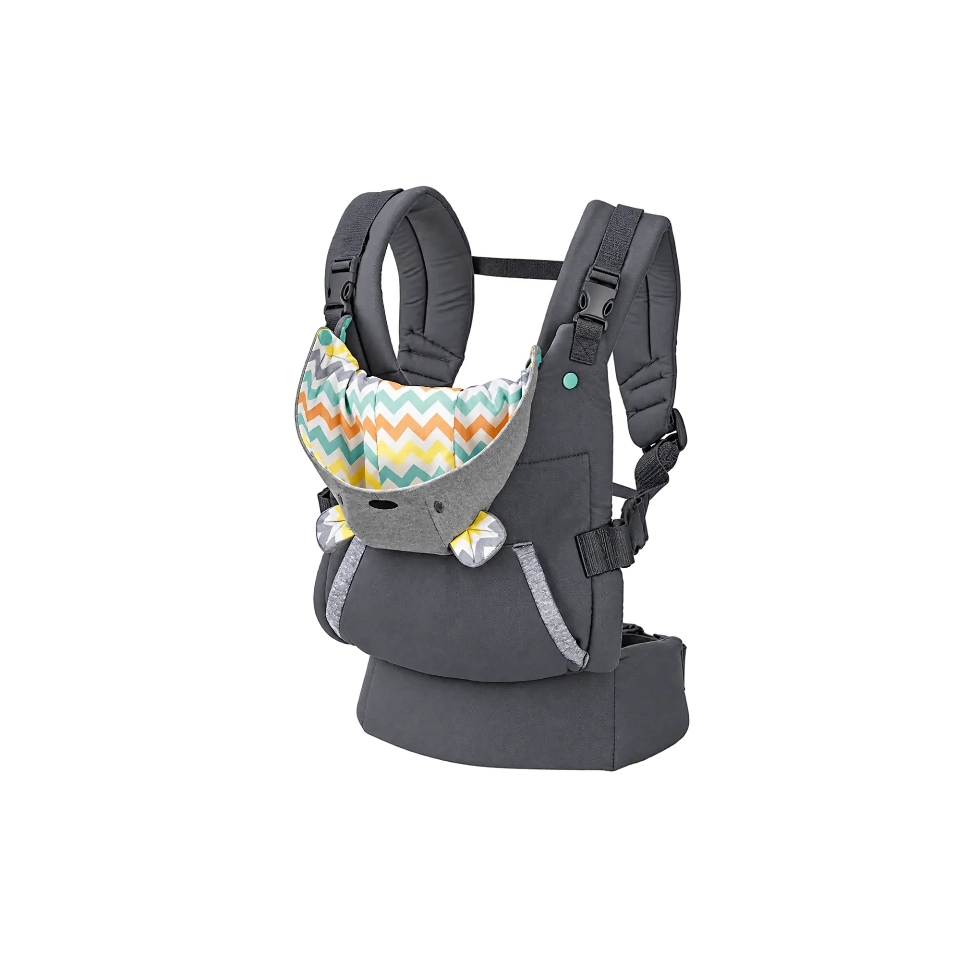 Gray Baby Carrier — Supportive ergonomic carrier that keeps baby close and hands free.