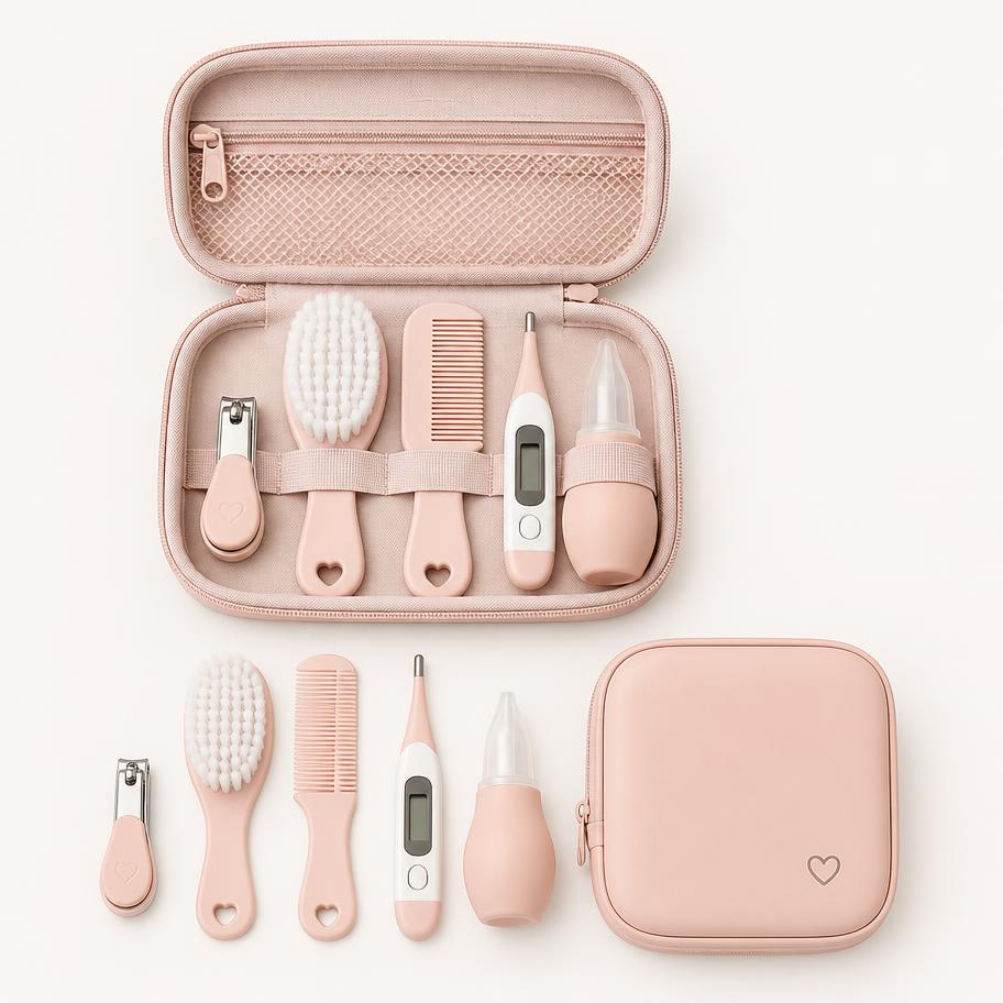 Baby Grooming and Healthcare Kit — Everything for nails, hair, temperature and blocked noses in one zip case.